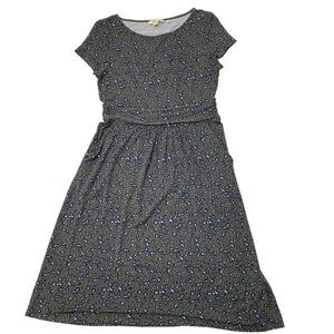 Boden Amelie Jersey Stretch Knit Dress Green Leopard Print Women's Sz 6R Pockets